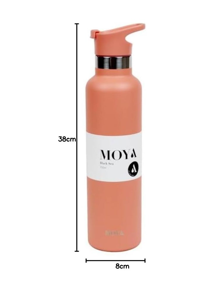 Moya Black Sea Insulated Sustainable Water Bottle with Spout Lid, 700 ml Capacity, Coral - Image 2