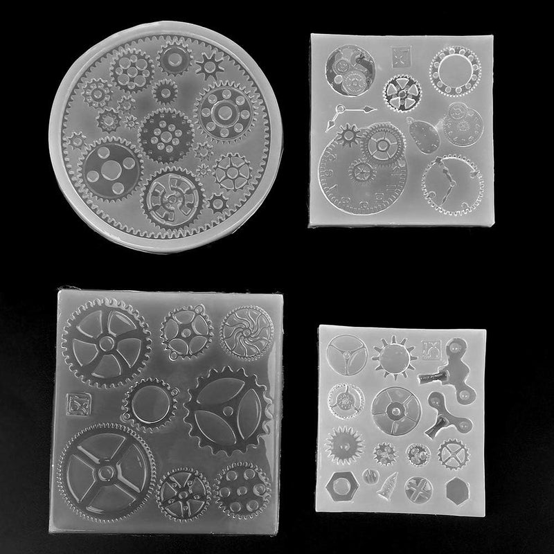 كلاراكو قالب سيليكون 4 قطع 3D عجلة ساعة التروس شكل قوالب الحلوى الشوكولاته نمط Steampunk من قوالب التروس مجموعة ل سكر كرافت تزيين الكعك كب كيك توبر حزب إمدادات DIY الراتنج صنع المجوهرات مجموعة قوالب 4 حزمة - Image 1