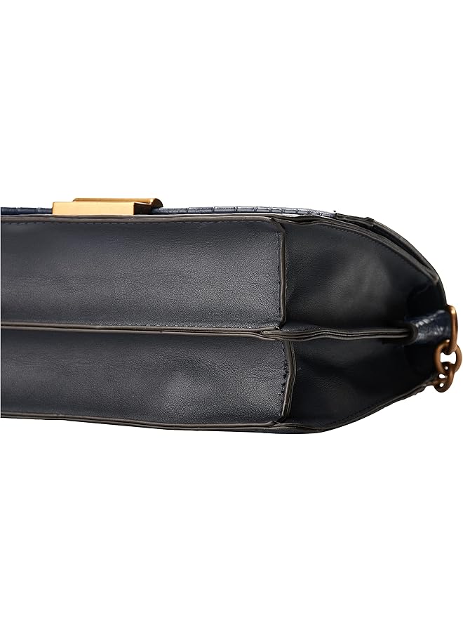 NINE WEST Kathy Textured Flap Cross Body Bag Navy - Image 4