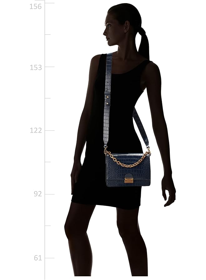 NINE WEST Kathy Textured Flap Cross Body Bag Navy - Image 5