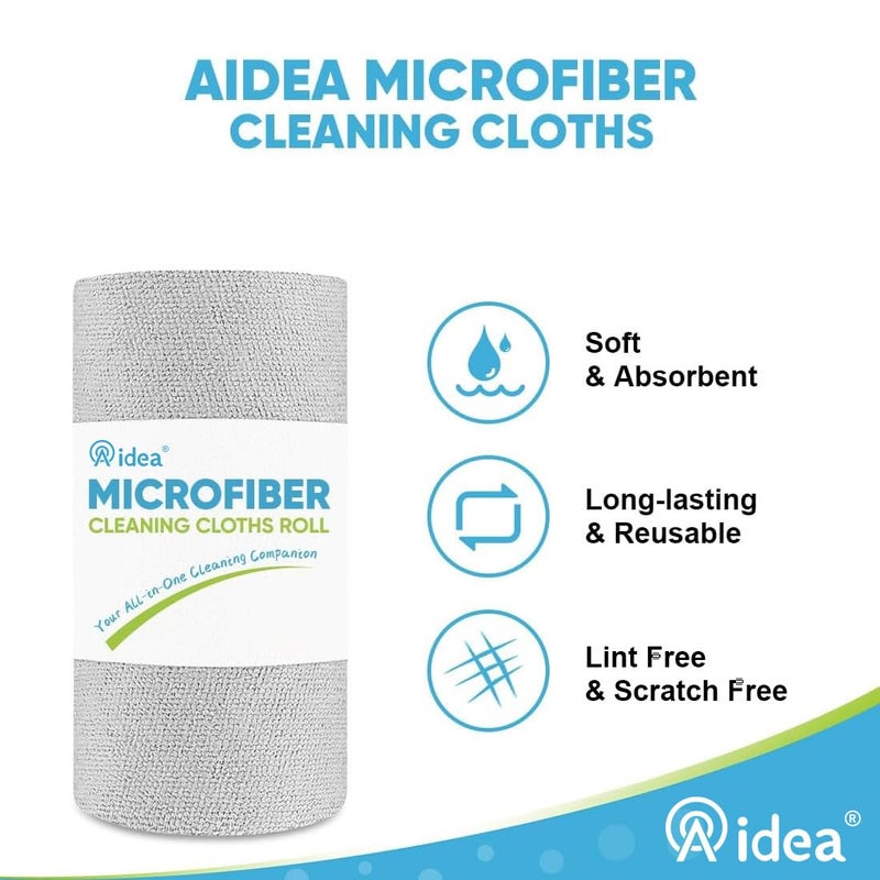 AIDEA Microfiber Cleaning Cloth Roll, 50PK, Paper Towels Reusable Grey Tear Away Towels, Washable Shop Rags, Microfiber Towels for Cars, Lint Free Rags for House, Kitchen, Window,11.5"Ã—11.5" - Image 4