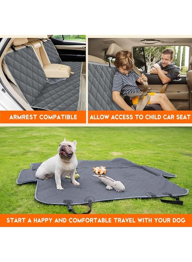 Dog Car Cover for Back Seat Pet Protector Waterproof Bench Car Seat Cover, Nonslip Rear Seat Cover fits Middle Armrest for Most Cars Trucks SUVs - Grey - Image 2