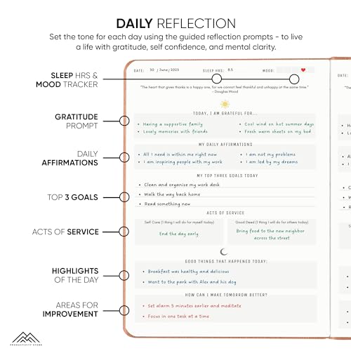 PRODUCTIVITY STORE Gratitude Journal & Self Care Journal - Guided Journal, Mindfulness Journal & Mental Health Journal All-In-One - Premium Daily Journal For Women & Men - A5 5.8" x 8.3" - Grey - Image 3