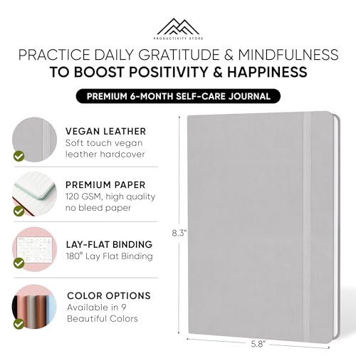 PRODUCTIVITY STORE Gratitude Journal & Self Care Journal - Guided Journal, Mindfulness Journal & Mental Health Journal All-In-One - Premium Daily Journal For Women & Men - A5 5.8" x 8.3" - Grey - Image 2