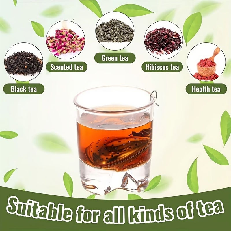 Stainless Steel Heart Shaped Tea Infusers Set Of 4 With Chain And Clip Fine Hole Filter - Image 5
