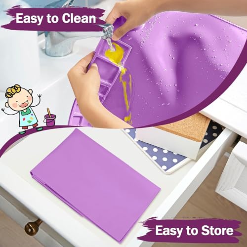 BeFunky Silicone Art Mat with Cup, Painting Mat for Crafts, Artist Mat with Brush Holders for Kids Gift, Clay, DIY Creations and Play Doh (Purple) - Image 5