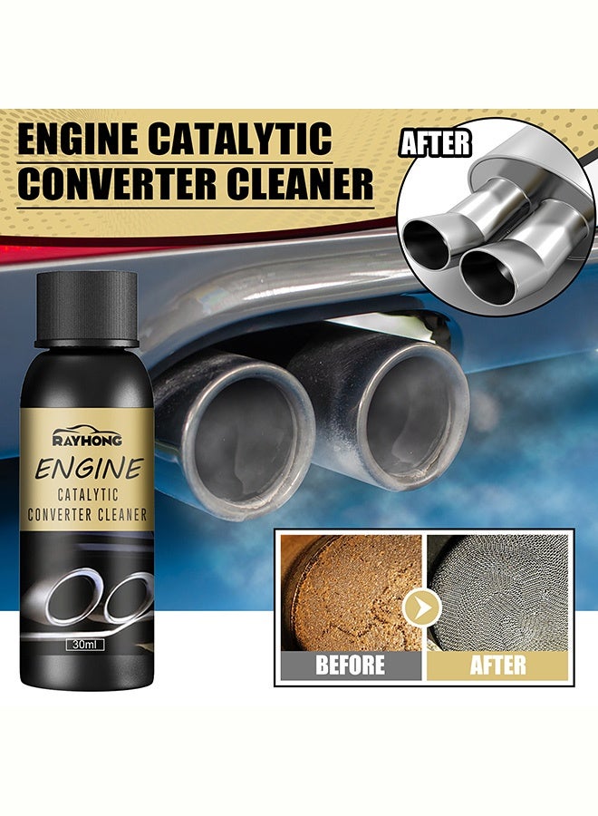 RAYHONG High-efficiency automotive three-way catalytic converter cleaner, deeply removes carbon deposits in exhaust gases, restores engine power, improves fuel economy, no disassembly required 30ml - Image 1