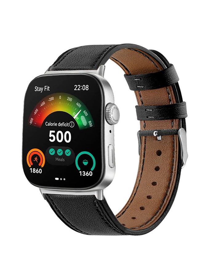 O Ozone Leather Strap For Huawei Watch Fit 3 , Soft Leather Sport Fitness Strap Bracelet , Adjustable Replacement Band for Men Women- Black  - Image 1