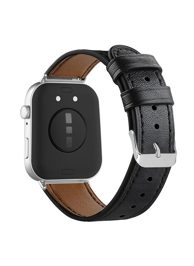 O Ozone Leather Strap For Huawei Watch Fit 3 , Soft Leather Sport Fitness Strap Bracelet , Adjustable Replacement Band for Men Women- Black  - Image 2