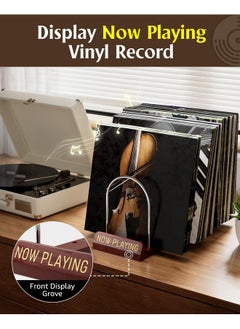 HULISEN Expandable Vinyl Record Storage, 30-70 Lps Adjustable Now Playing Record Holder For Albums, Wood Now Spinning Vinyl Record Stand Display Rack Organizer, Gift Package, Effortless Assembly  - Image 2