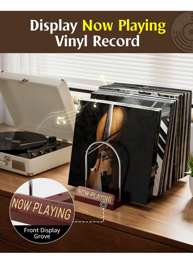 HULISEN Expandable Vinyl Record Storage, 30-70 Lps Adjustable Now Playing Record Holder For Albums, Wood Now Spinning Vinyl Record Stand Display Rack Organizer, Gift Package, Effortless Assembly  - Image 2