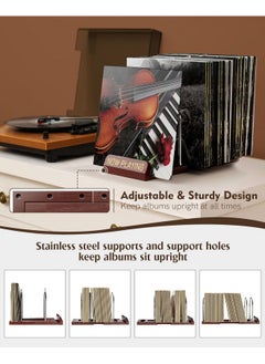 HULISEN Expandable Vinyl Record Storage, 30-70 Lps Adjustable Now Playing Record Holder For Albums, Wood Now Spinning Vinyl Record Stand Display Rack Organizer, Gift Package, Effortless Assembly  - Image 4