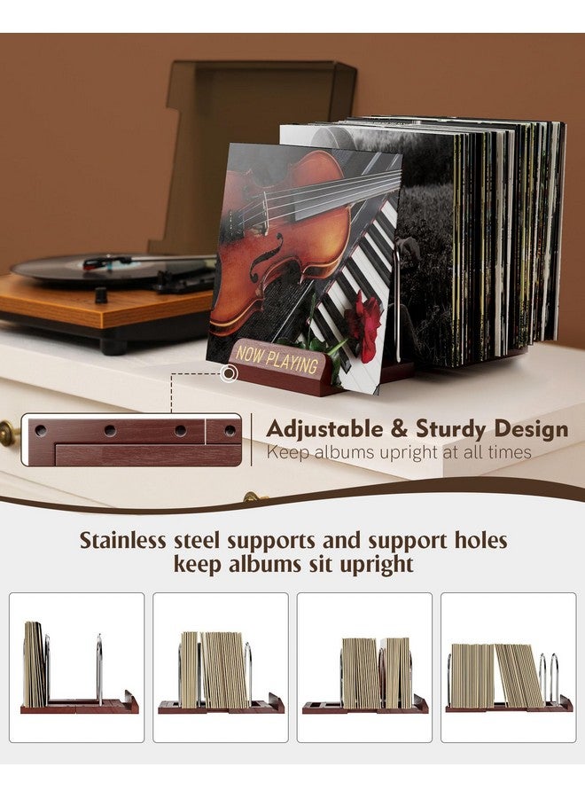 HULISEN Expandable Vinyl Record Storage, 30-70 Lps Adjustable Now Playing Record Holder For Albums, Wood Now Spinning Vinyl Record Stand Display Rack Organizer, Gift Package, Effortless Assembly  - Image 4