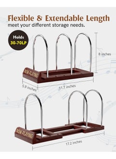 HULISEN Expandable Vinyl Record Storage, 30-70 Lps Adjustable Now Playing Record Holder For Albums, Wood Now Spinning Vinyl Record Stand Display Rack Organizer, Gift Package, Effortless Assembly  - Image 3