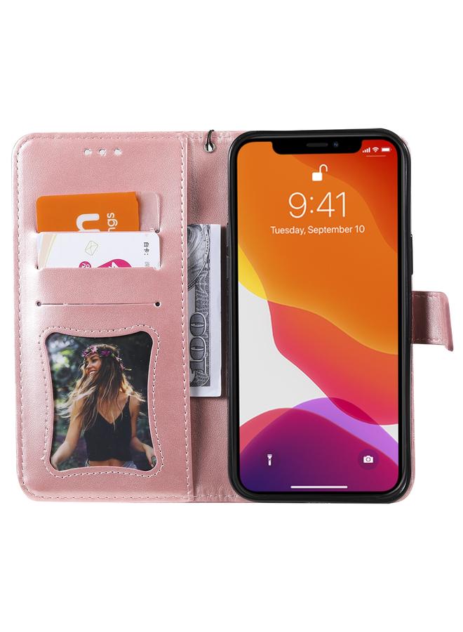 Zaboon Case For iPhone 13 Pro Pressed Printing Rattan Flower Pattern Horizontal Flip PU Leather Case with Holder & Card Slots & Wallet & Photo Frame - Image 4