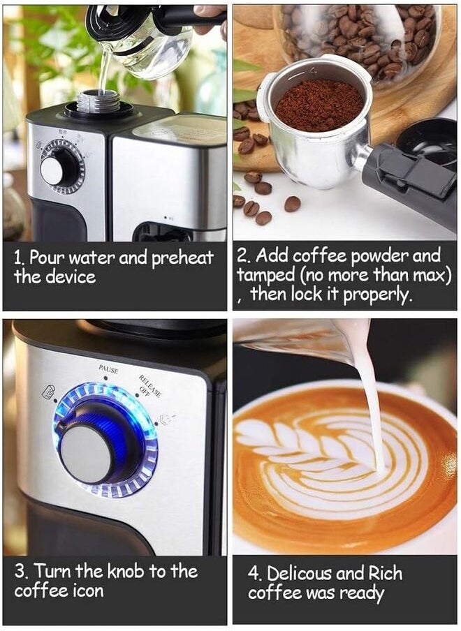 edoolffe Edoolffe Espresso Maker Household Built-In Milk Frother Coffee Maker MD-2006  - Image 4