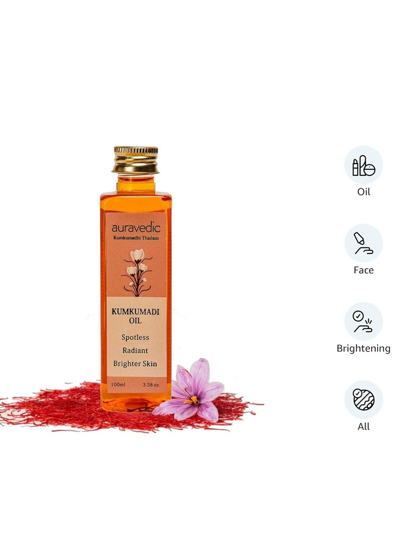 Auravedic Kumkumadi Oil For Face 100 Ml, Kumkumadi Tailam Face Oil For Glowing Skin, Dark Spot Corrector Face Serum - Image 4