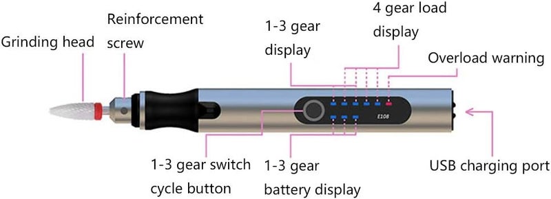 Ryoma Rechargeable cordless Electric Micro Engraver Pen Mini DIY Engraving Tool Kit for Metal Glass Ceramic Plastic Wood Jewelry with 30 Bits and 16 Stencils and 1 Scriber Pen (silver) - Image 2