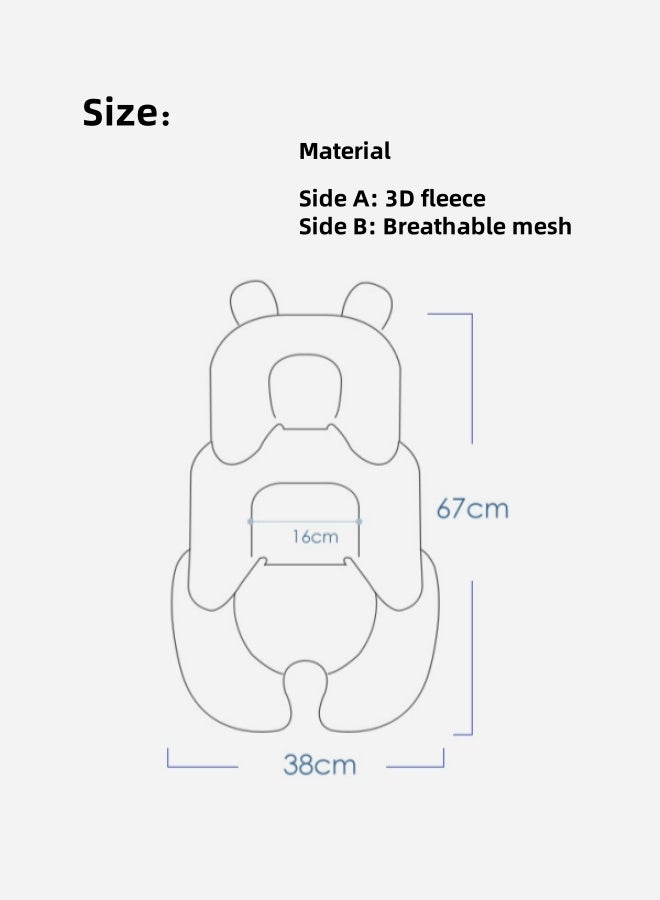 الدليبن وسادة عربة أطفال، وسادة مقعد شبكية قابلة للتهوية، وسادة مقعد أمان للأطفال، سجادة عربة أطفال عالمية ناعمة وجيدة التهوية لحديثي الولادة، وسادة قابلة لإعادة الاستخدام وقابلة للغسل، تناسب عربات الأطفال، مقعد السيارة، كرسي الأطفال المرتفع، متوفرة من جانبين، ملحقات عربة الأطفال (وردي) - Image 2