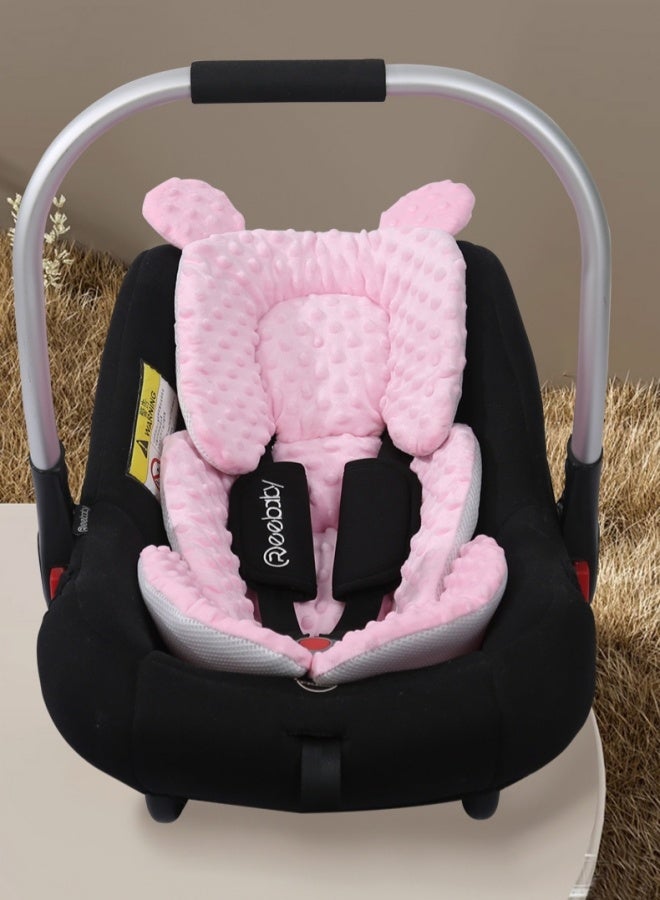 الدليبن وسادة عربة أطفال، وسادة مقعد شبكية قابلة للتهوية، وسادة مقعد أمان للأطفال، سجادة عربة أطفال عالمية ناعمة وجيدة التهوية لحديثي الولادة، وسادة قابلة لإعادة الاستخدام وقابلة للغسل، تناسب عربات الأطفال، مقعد السيارة، كرسي الأطفال المرتفع، متوفرة من جانبين، ملحقات عربة الأطفال (وردي) - Image 5