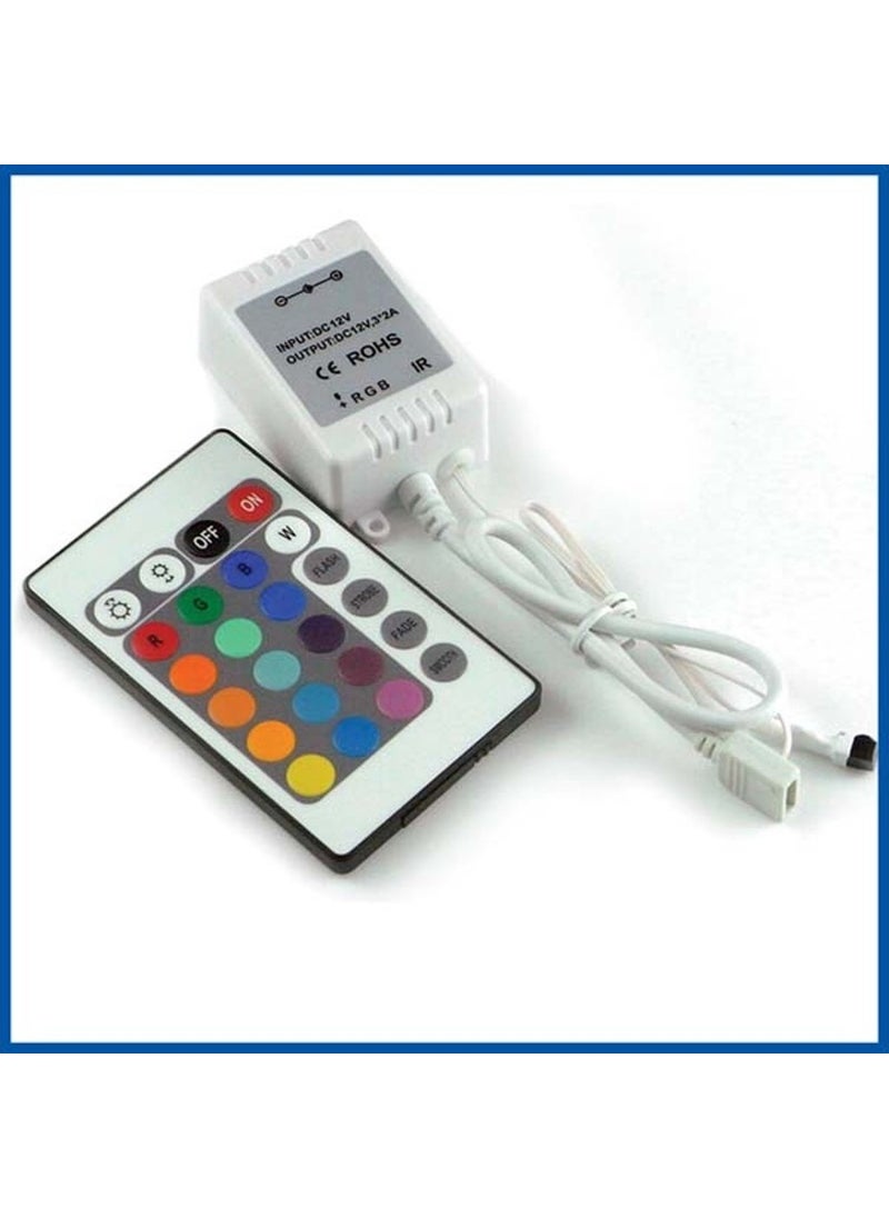 Demiray - RGB LED Strip Indoor and Outdoor 5 m Remote Control Set Plug and Play 16 Colors 24 Keys Remote Adapter Silicone - Image 1