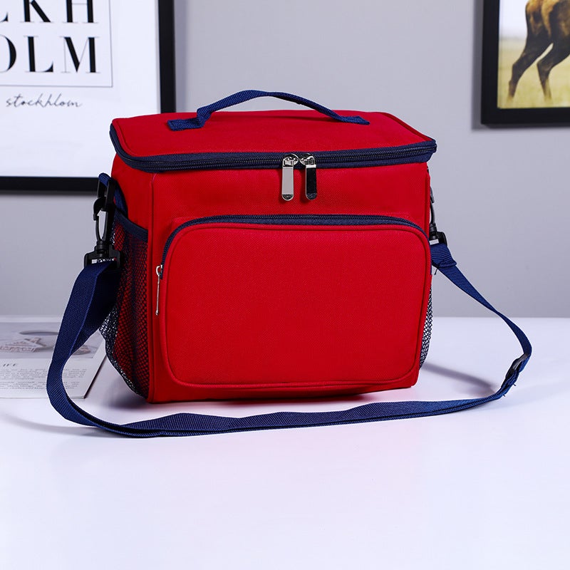 New Insulation Bag Portable Lunch Box Bag Outdoor Picnic Take-out Lunch Bag Shoulder Large Capacity Fresh-keeping Ice Bag Red
