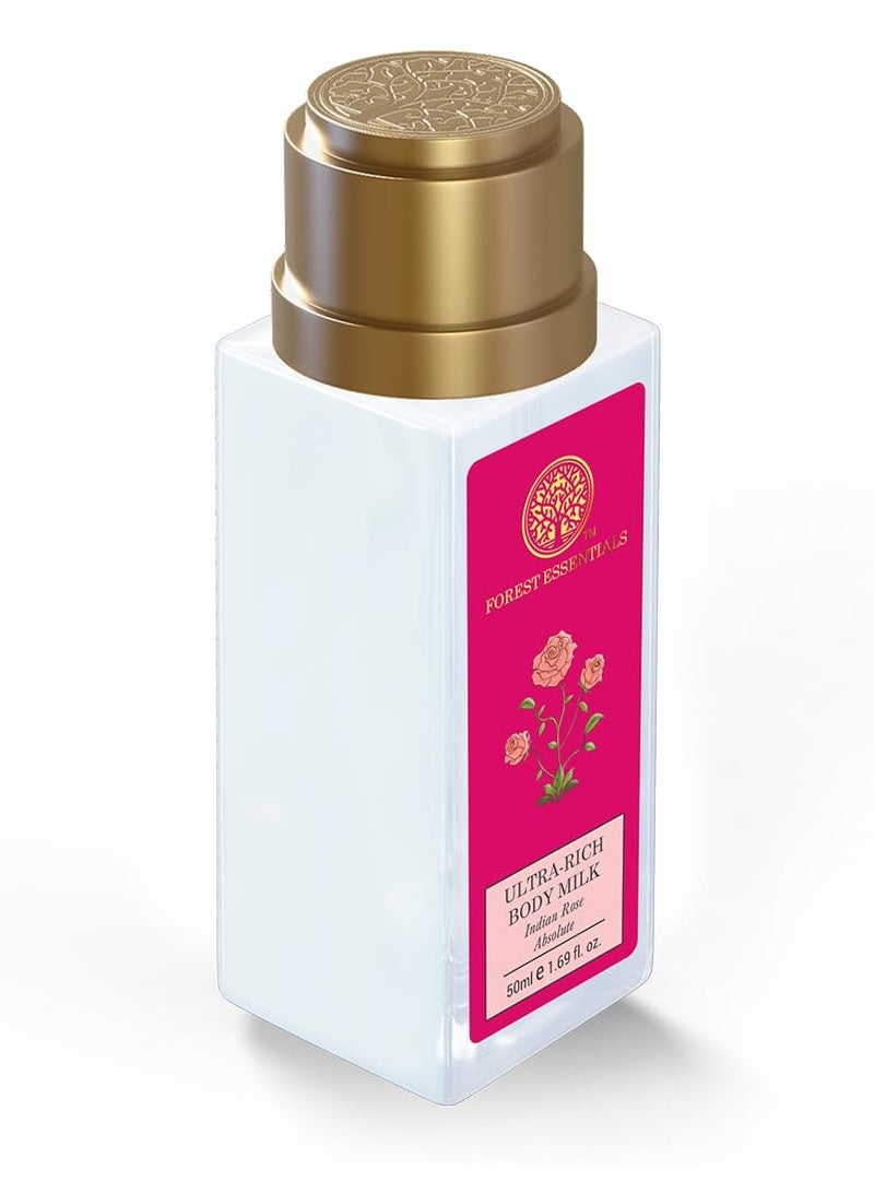 فورست اسينشالز حليب الجسم الغني جدًا بالجسم حليب الورد الهندي الغني جدًا بحجم مناسب للسفر | لوشن مرطب طبيعي للجسم لترطيب فوري | مرطب جسم أيورفيدا خالٍ من البارابين | للنساء والرجال | 50 مل - Image 2