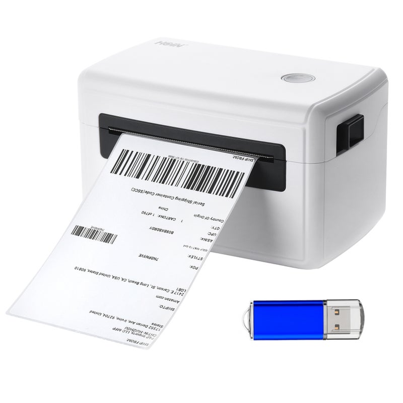 طابعة ملصقات الشحن عبر واجهة USB سطح المكتب بالطباعة الحرارية المباشرة والاتصال السلكي، جهاز تصنيع الملصقات المتكامل يدعم رموز الشريط أحادية الأبعاد وثنائية الأبعاد وعرض الورق 230 مم للملصقات الشحن والشركات والمطابخ والمحلات السوبرmärكت - Image 1