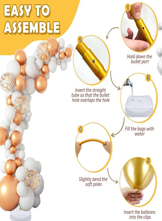 أور ورم حامل قوس بالونات ذهبي من OurWarm بطول 9.35 قدم و6 أقدام، طقم قوس بالونات قابل للانحناء بحرية، حامل بالونات نصف قوس مع قاعدة أرضية، مثالي لتزيين حفلات الزفاف وأعياد الميلاد وحفلات استقبال المولود وحفلات التخرج واحتفالات الرابع من يوليو - Image 5