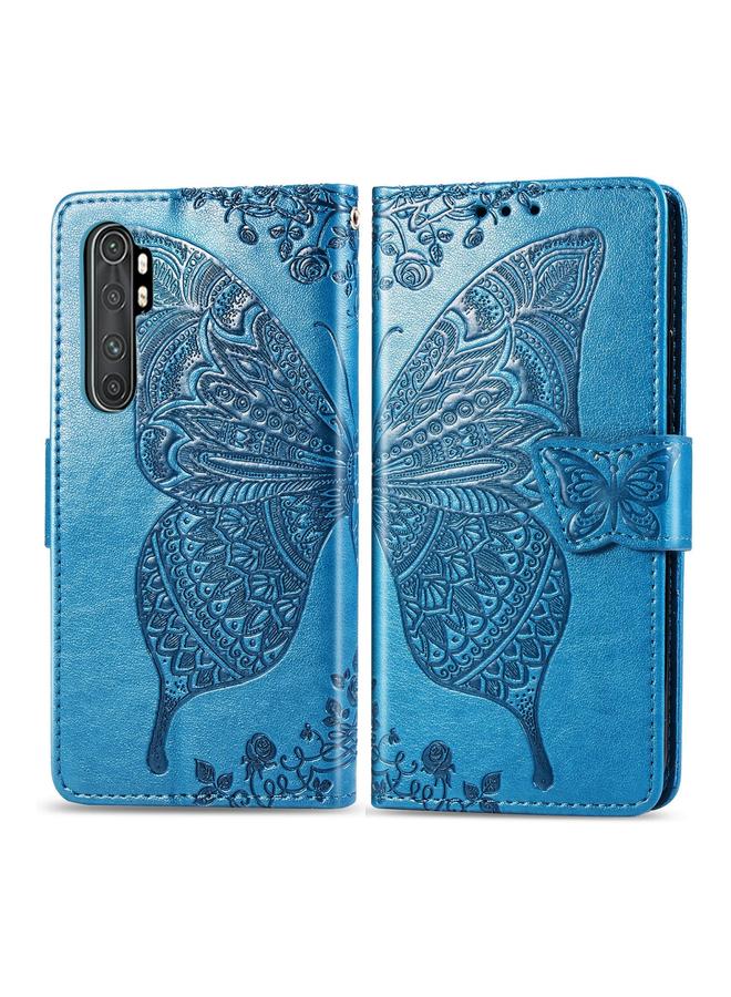 erorex Case For Xiaomi Note 10 Lite Butterfly Love Flower Embossed Horizontal Flip Leather Case with Bracket / Card Slot / Wallet / Lanyard - Image 1