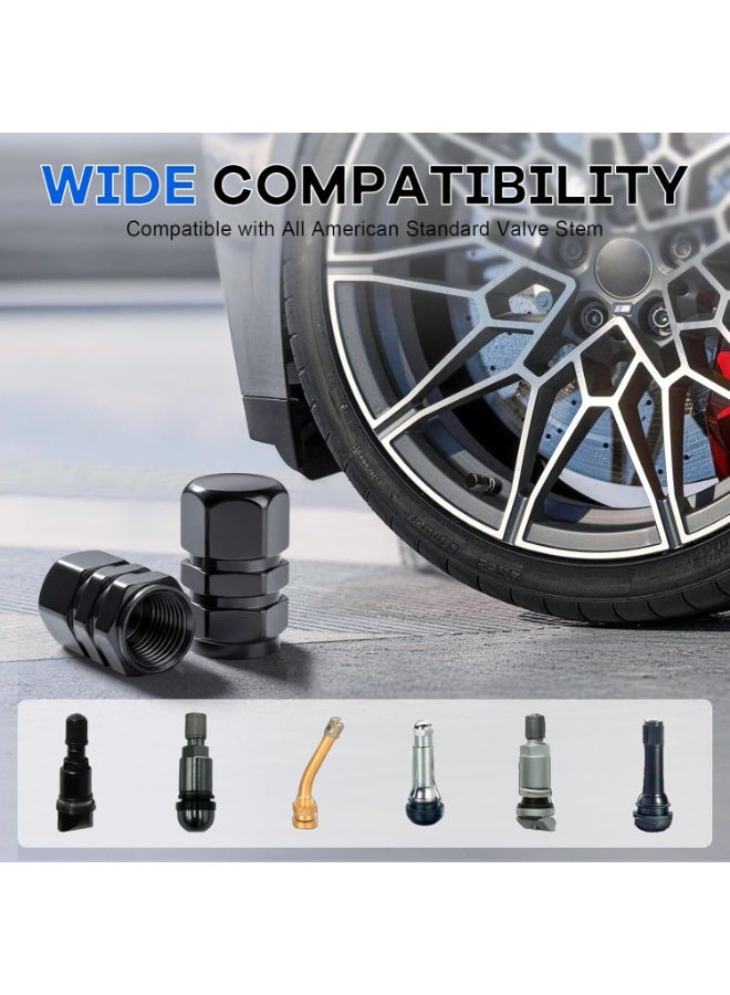 Car Tire Valve Stem Caps, 12pcs Air Caps Cover, Universal for Cars, SUVs, Bike, Trucks and Motorcycles-Black - Image 3