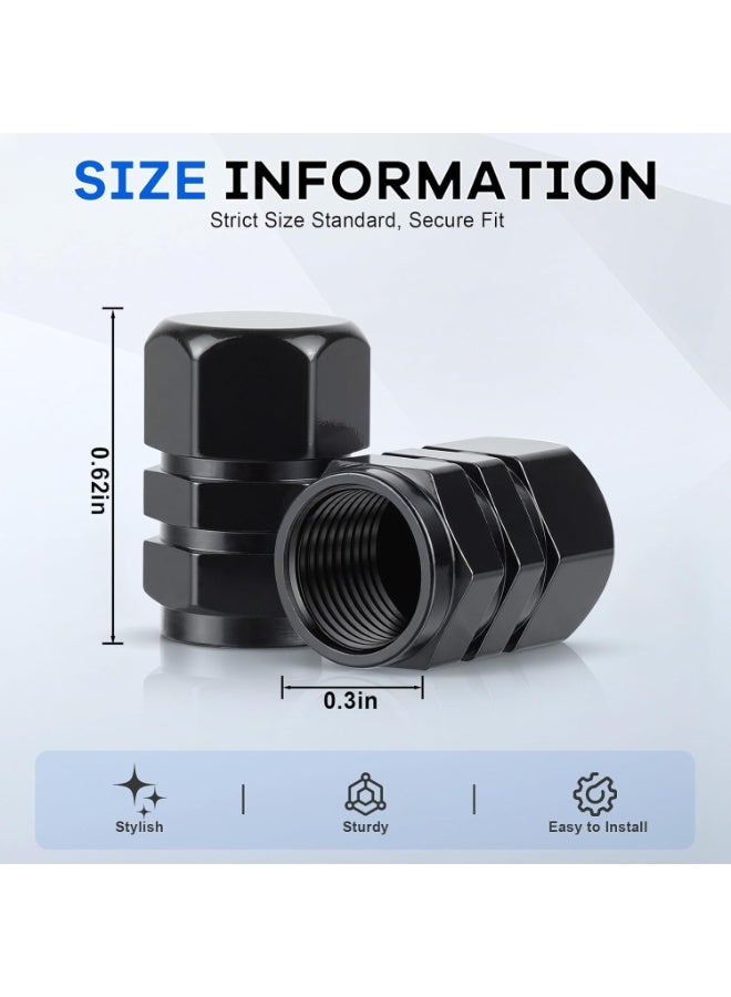 Car Tire Valve Stem Caps, 12pcs Air Caps Cover, Universal for Cars, SUVs, Bike, Trucks and Motorcycles-Black - Image 5