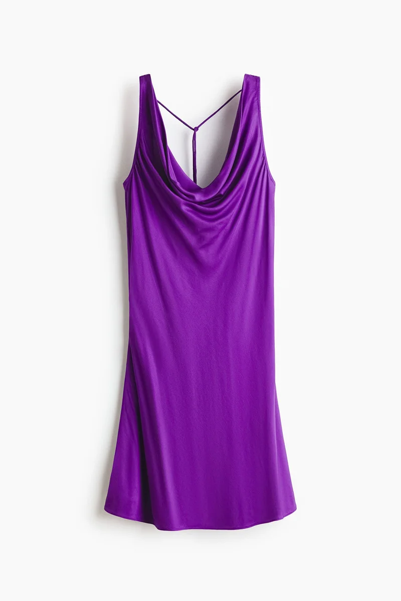 Cowl-neck satin dress