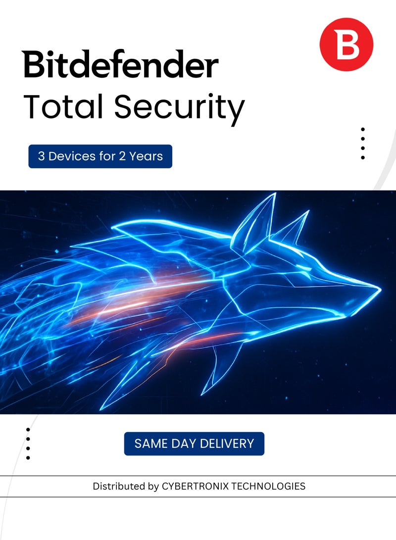 Bitdefender Total Security | 3 Devices for 2 Years | Digital License | SAME DAY DELIVERY