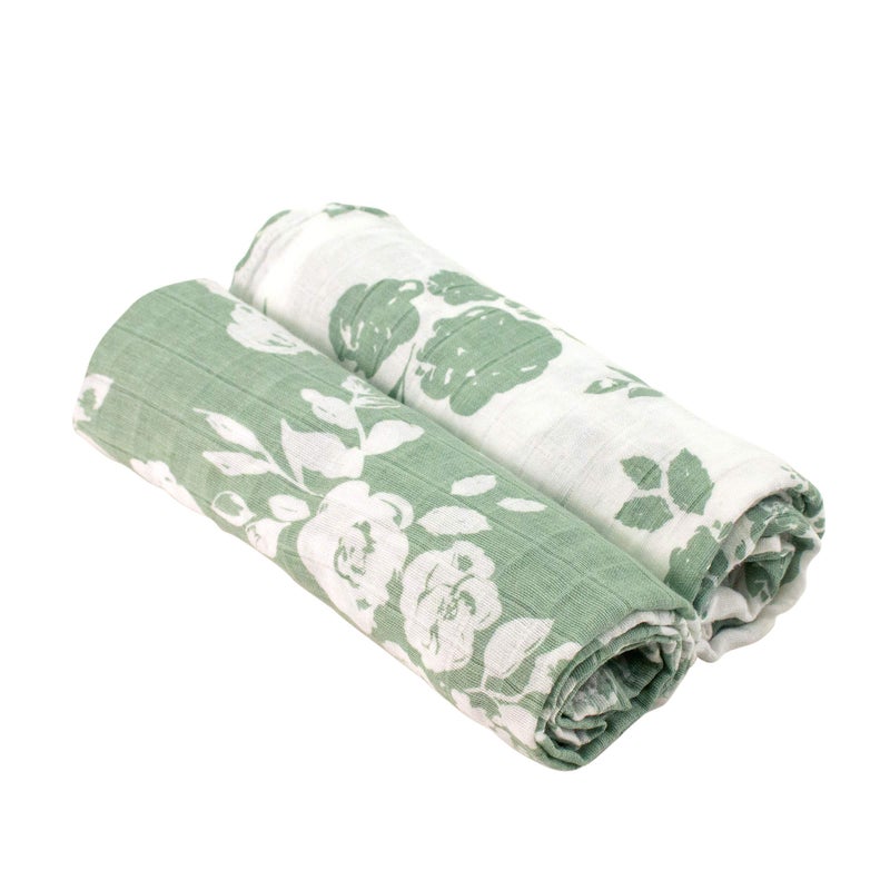 Bebe au Lait Bebe au Lait Classic Muslin Swaddle Blankets Vintage and Modern Floral 47x47 Inch Pack of 2