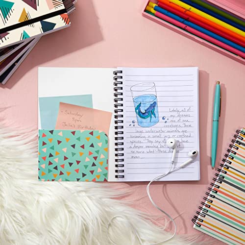Paper Junkie مجموعة ورق جانكي 6 عبوة دفاتر ملاحظات حلزونية 5x7 مع جيب - دفاتر صغيرة مخططة مع إغلاق مرن للمدرسة، العمل (6 تصاميم) - Image 2