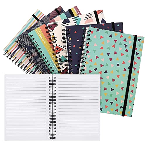 Paper Junkie مجموعة ورق جانكي 6 عبوة دفاتر ملاحظات حلزونية 5x7 مع جيب - دفاتر صغيرة مخططة مع إغلاق مرن للمدرسة، العمل (6 تصاميم) - Image 1