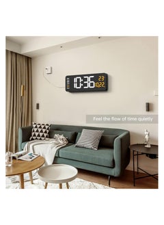 Generic Digital Wall Clock Large Display, 16.2" Large Digital Wall Clock with LED Display Remote Control, Automatic Brightness Dimmer Big Clock with Date Week Temperature（Orange）  - Image 5