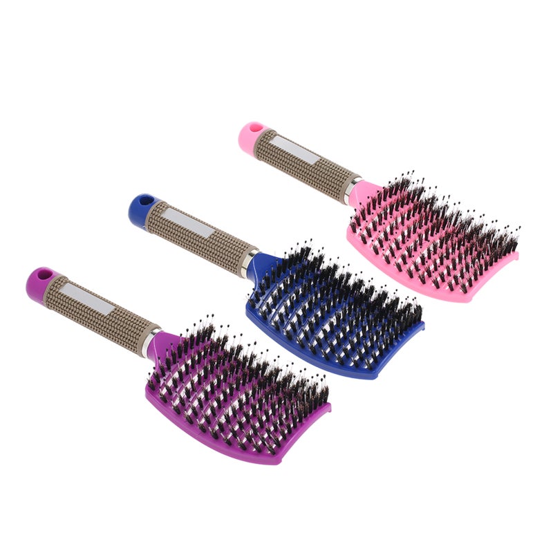 Curved Boar Bristle Hair Brush Massage Comb Detangling Hairbrush for Women - Image 5