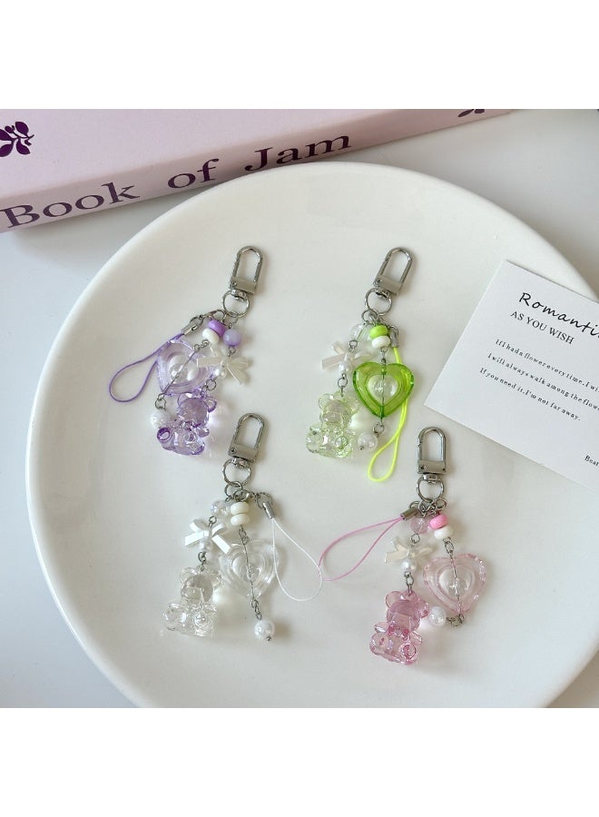 NIBEMINENT Phone Charm/ Chain Strap for Women Girls, Cute Laser Bear Cell Phone Case Lanyard Wrist Strap - Image 2