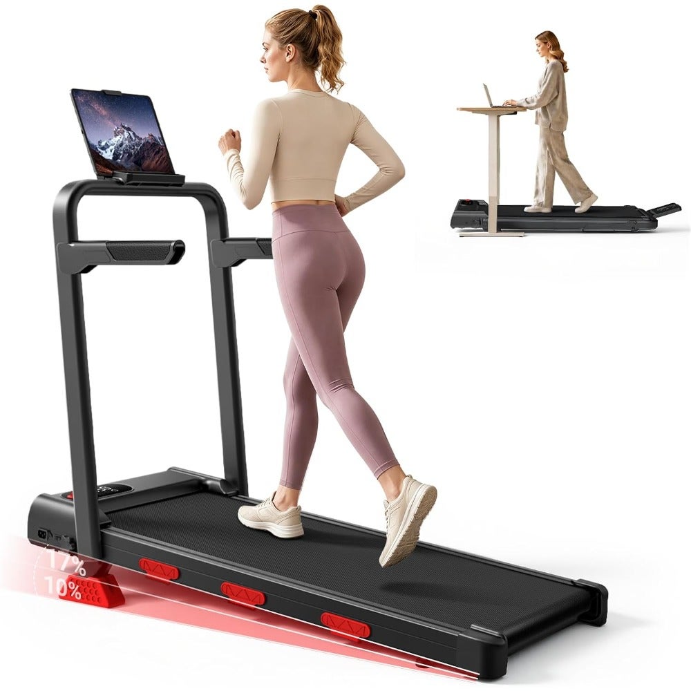 Foldable Treadmill With 17 Incline Handle Walking Pad Up To 10KM/H For Home Use