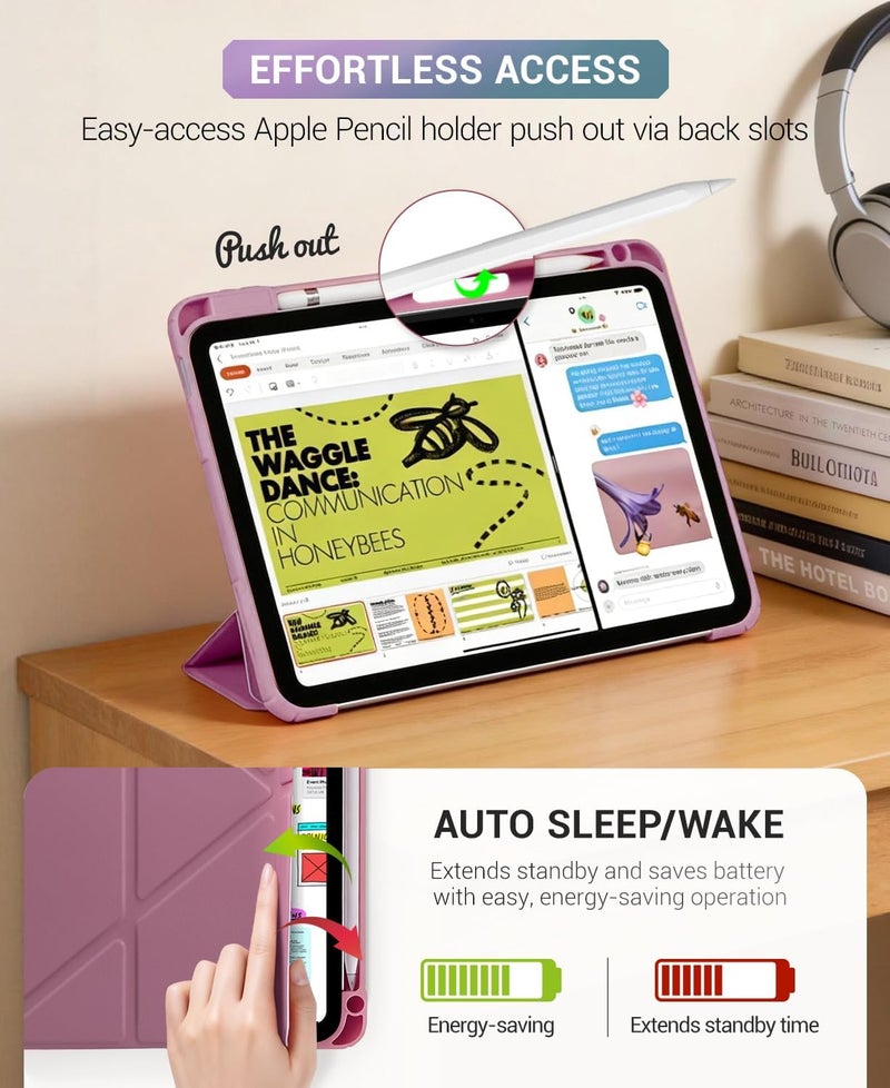 CoBak Case for iPad (A16) 11th Generation 11 Inch 2025, iPad 10th Generation Case 10.9 Inch 2022 - Protective Cover with Multi-Angle Includes Portrait Stand, Pencil Holder and Auto Wake/Sleep, Purple - Image 5