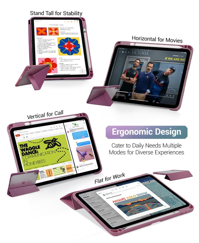 CoBak Case for iPad (A16) 11th Generation 11 Inch 2025, iPad 10th Generation Case 10.9 Inch 2022 - Protective Cover with Multi-Angle Includes Portrait Stand, Pencil Holder and Auto Wake/Sleep, Purple - Image 4