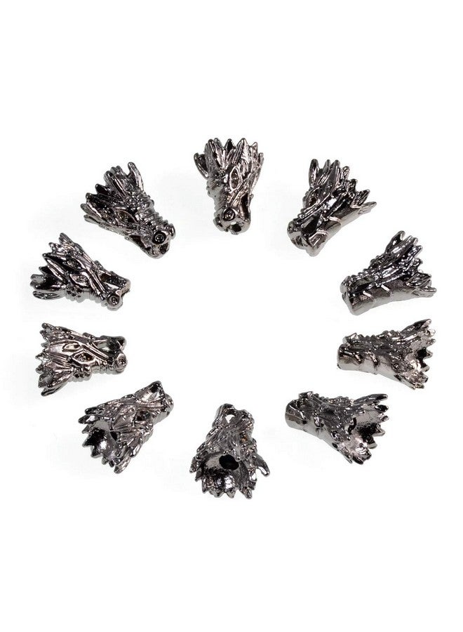 AD BEADS Solid Metal 10 Pieces 12X15Mm Gunmetal Dragon Head Spacer Beads For Necklace Bracelet Craft Design - Image 1