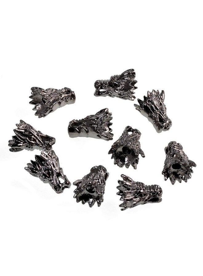 AD BEADS Solid Metal 10 Pieces 12X15Mm Gunmetal Dragon Head Spacer Beads For Necklace Bracelet Craft Design - Image 2