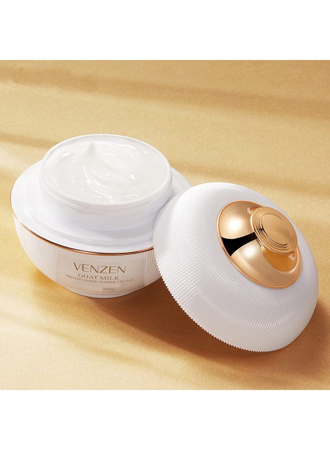 VENZEN Moisturizing Goat Milk Nicotinamide Tender Facial Cream (Toner + Face Cream + Serum + Eye Cream) Refreshing Face Skin 100g 3.5oz - Image 1
