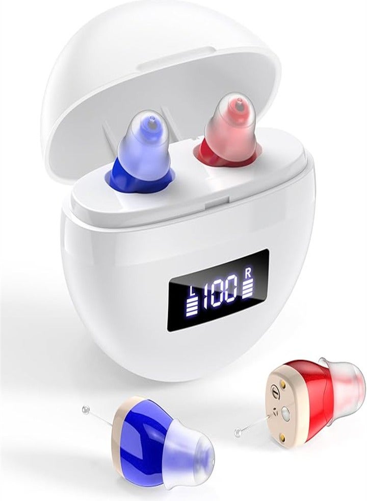 Hearing aids, invisible magnetic hearing aids, contact charging case with LED power display (white, red, blue) - Image 1