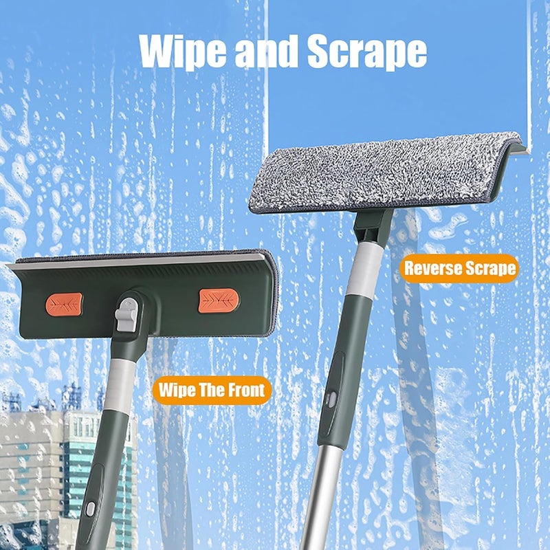 Goodern Window Squeegee with Scrubber,with Extendable 5 Section Stainless Steel Pole and 1 Microfiber Duster Head,4-in-1 Window Cleaner Kit for Glass, Shower, Floor, Outdoor High Window Cleaning - Image 3