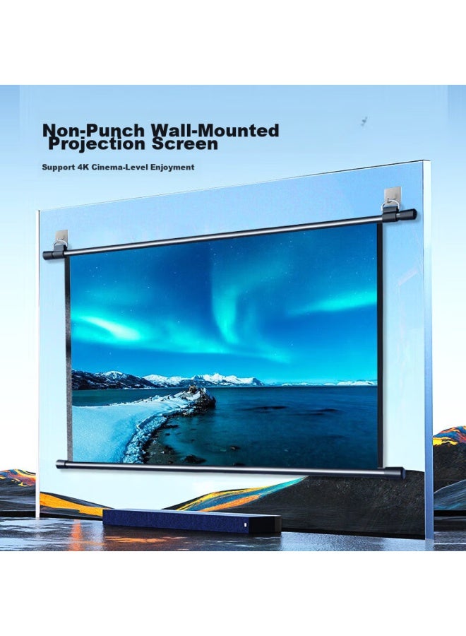 MEI SHUO Mei Shuo (mei Shuo) 60-inch 16:9 White Plastic Wall-mounted Projection Screen Easy Tallation 4k Hd Projector Screen [no Drilling] Projector Screen For Xgimi, Nuts, Xiaomi, Epson  - Image 4