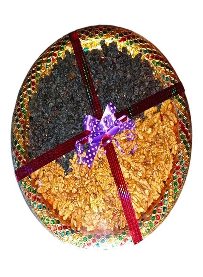 Koogly طبق كوجلي ميناكاري كبير مع زبيب أسود مجفف، وخبز أخيرات، مناسب لعيد ديوالي وهدايا الزفاف - Image 1